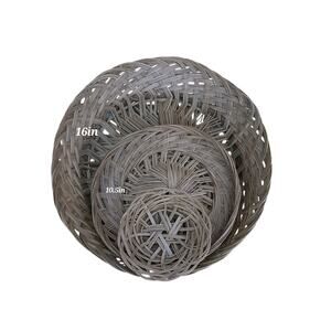 Set of 3 Vintage Woven Round Baskets Wall decor